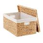 Wicker Storage Basket With Liner Rectangular Water Hyacinth Basket Boho Home Decor