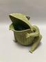 Green Frog Wicker Basket umbrella stand or wastepaper basket Rustic Home Decor