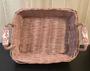 Pink Wicker Basket with Ceramic Handles Rustic Farmhouse Decoration