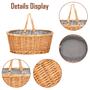 Wicker Easter Basket with Double Folding Handles Natural Large Willow Hamper Picnic Basket