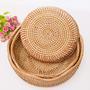 Wicker Fruit Basket Wave Round Storage Bowls Kitchen Counter Organizing Set of 3