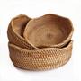 Wicker Fruit Basket Wave Round Storage Bowls Kitchen Counter Organizing Set of 3