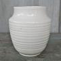 White Ceramic Urn Vase Ringware Rustic Home Decor
