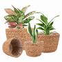 Natural Seagrass Planter Basket Outdoor Set of 4 Round Hyacinth Basket Flower Room Decoration Gift For Him