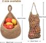 Jute Fruit Basket Boho Hanging Wall Basket for Kitchen Set of 4