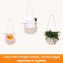 White Jute Fruit Basket Hanging Wall Vegetable Fruit Baskets 3 Tier for Kitchen