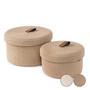 Natural Jute Storage Basket With Lid Set of 2 Round Baskets for Organizing