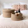 Natural Jute Storage Basket With Lid Set of 2 Round Baskets for Organizing