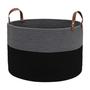 Black Dark Grey Jute Basket Cotton Rope Basket Blanket Large Storage Basket
