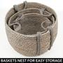 Grey Jute Storage Bins Rope Weave Circle-Shaped Basket Bin Set of 3