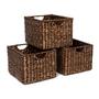 Brown Seagrass Baskets For Shelves Set of 3 Large Hyacinth Baskets Pantry Bathroom Shelves Organization