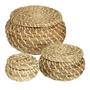 Brown Small Seagrass Storage Baskets With Lids Set of 3 Seagrass Wall Shelf Home Decor