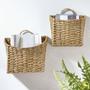 Natural Large Seagrass Hanging Wall Storage Baskets Set of 2 Decorative Boho Home Decor
