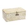 White Small Rectangular Seagrass Storage Baskets With Lid Home Organizer for Shelf
