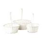 White Bamboo Basket Set of 3 Hanging Fruit flower Baskets with handles
