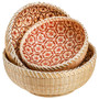 Natural Round Bamboo Bread Fruit Baskets Set of 3 Serving Basket Farmhouse Decor