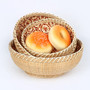 Natural Round Bamboo Bread Fruit Baskets Set of 3 Serving Basket Farmhouse Decor