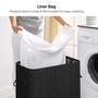 Black Bamboo Laundry Basket with lid and handles Foldable Storage Basket for Laundry Room