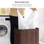 Brown Bamboo Laundry Basket with lid and handles Foldable Storage Basket for Laundry Room