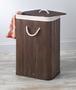 Dark Brown Bamboo Laundry Basket with lid and handles for Laundry Bathroom Room
