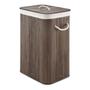 Dark Brown Bamboo Laundry Basket with lid and handles for Laundry Bathroom Room