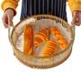 Natural Large Round Bamboo Weave Bread Fruit Basket With Handle housewarming decor
