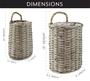 Grey Small and Medium Willow Wall Hanging Baskets Set of 2 Rustic Farmhouse