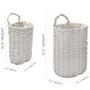 White Small and Medium Willow Wall Hanging Baskets Set of 2 Rustic Farmhouse