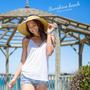 Beige Straw Hat UPF 50+ Wide Brim Roll-up Straw Sun Hat Sun Visor Beach Summer Hat