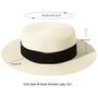 Ivory White Straw Hat Wide Brim Straw Boater Hat Foldable Beach Hat for Women Summer