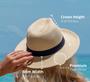 Beige Straw Hat Packable Wide Brim Panama Hat for Women UV UPF50+ Summer Hat