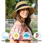Beige Straw Hat Sun Hats for Women UPF 50+ Women's Lightweight Foldable/Packable Beach Sun Hat