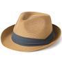 Khaki Blue Fedora Straw Hat for Unisex Foldable Roll Up Short Brim Trilby Hat Panama Beach Hat UPF 50+