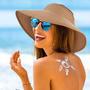 Khaki Straw Hat Foldable Wide Brim Straw Sun Visors for Women Adjustable Topless Beach Hat Sun Protection