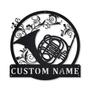 Personalized French Horn Monogram Metal Sign, Custom Name, French Horn Monogram Sign, Decoration For Living Room, Custom Music Metal Sign