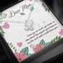 Gift For Mom Love Knot Necklace With Message Card White Pink Flowers