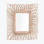 Rectangular Rattan Mirror For Wall Decor Floral Design Wall Mirror