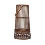 Brown Handmade Bamboo table lamp with handle wicker lantern for patio yard garden