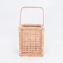Small Natural Rattan Candle Holder Lantern with Wood Frame for Home Decoration