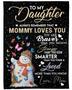 Personalized To Daughter Mommy Loves You Snowman| Fleece Sherpa Woven Blankets| Gifts For Daughter| Christmas Gift Ideas