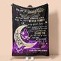Personalized To My Daughter Love You To The Moon And Back From Mom Butterfly Purple| Fleece Sherpa Woven Blankets| Gifts For Daughter