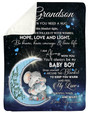 Personalized To My Grandson I Love You To The Moon And Back From Grandma| Fleece Sherpa Woven Blankets| Gifts For Grandson