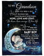 Personalized To My Grandson I Love You To The Moon And Back From Grandma| Fleece Sherpa Woven Blankets| Gifts For Grandson