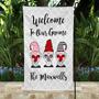 Personalized Welcome To Our Gnome Garden Flag, Christmas Holiday, Custom Name Garden Flag