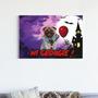 Dog Clown Costume Halloween Custom Dog Canvas | Dog Canvas | Personalized Dog Canvas