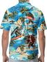 Bigfoot Men's Button Shirt, Sasquatch Unisex Hawaiian Shirt, American Monster Bigfoot Surfing