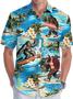 Bigfoot Men's Button Shirt, Sasquatch Unisex Hawaiian Shirt, American Monster Bigfoot Surfing