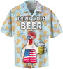 Farm Animal Hawaiian Shirts - Rooster in Field Button Down Mens Hawaiian Shirts Short Sleeve