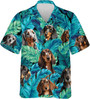 Men's Dachshund Hawaiian Shirts - Animal Lovers Short Sleeve Button Down Men Aloha Shirt Gifts