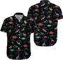 Men's Hawaiian Shirt, Short Sleeve Button Shirt for Unisex, Summer Dinosaur Alien